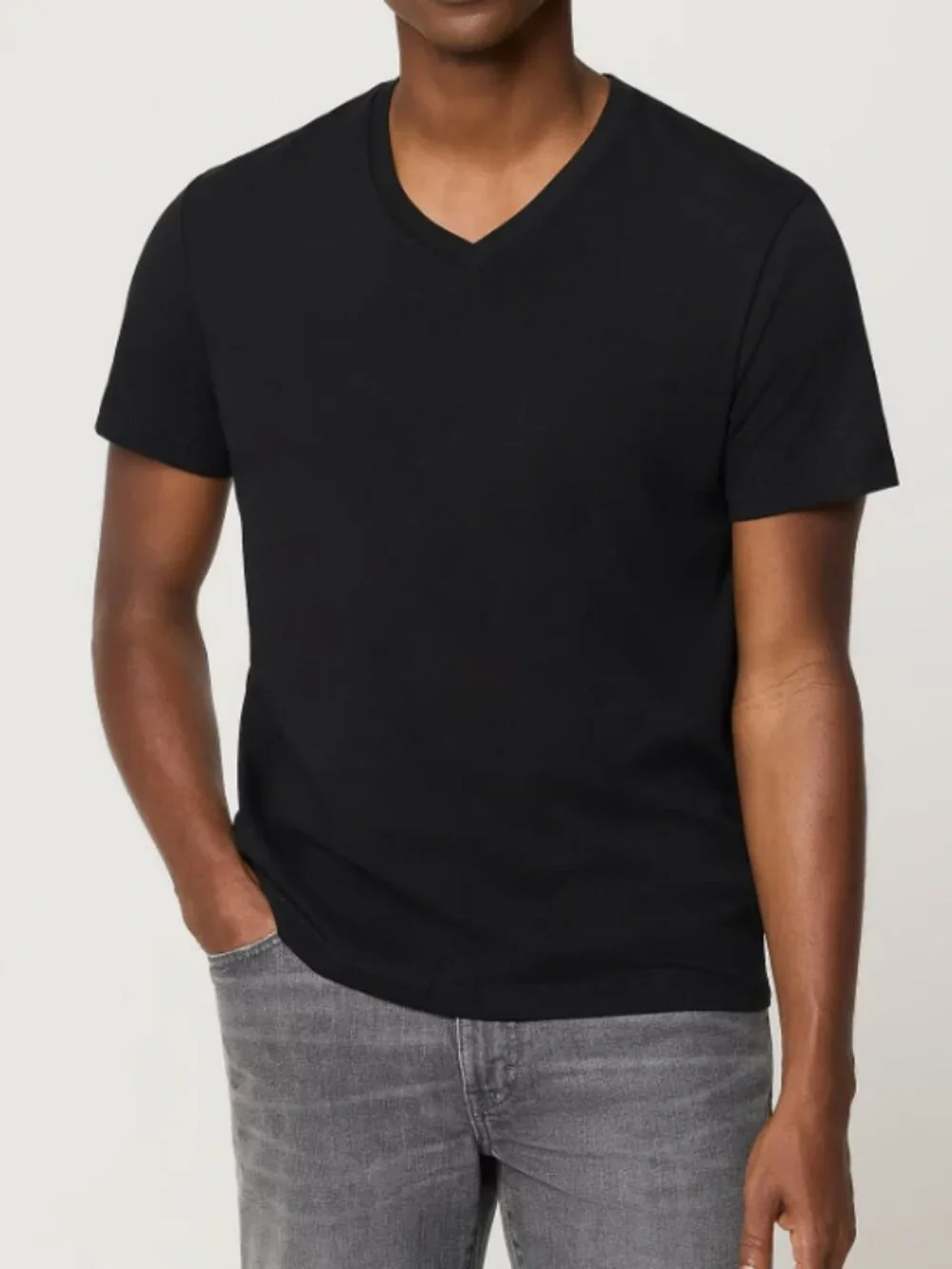 J Crew Mens' Soft Knit Cotton V-Neck Relaxed Field Knit Short Sleeve Tee Black